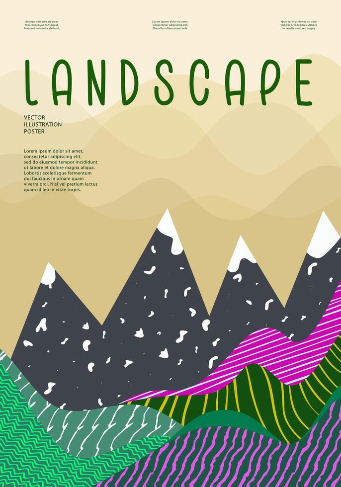 Beautiful landscape, contemporary artistic poster. vector