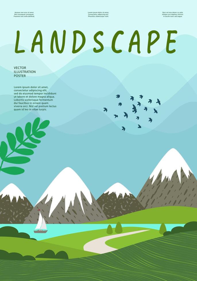 Nature and landscape, contemporary artistic poster. 43350221 Vector Art