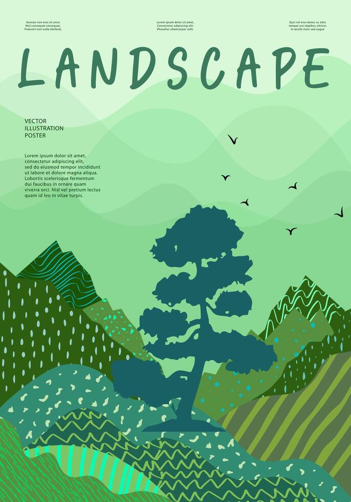 hermosa paisaje, contemporáneo artístico póster. vector