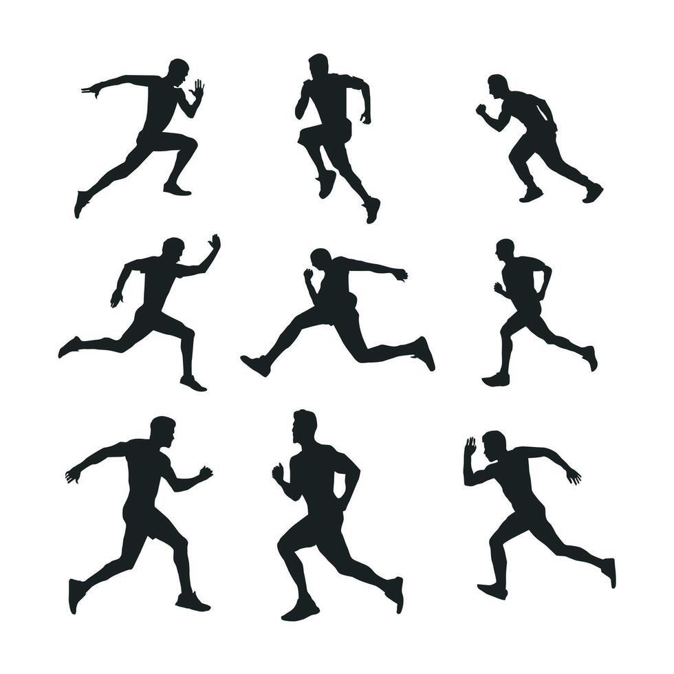 set of runner silhouette vector