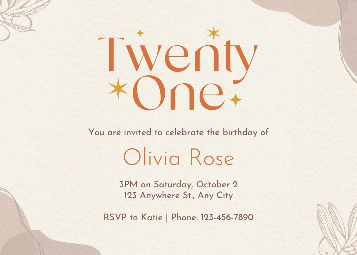 21st Birthday Party Invitation template