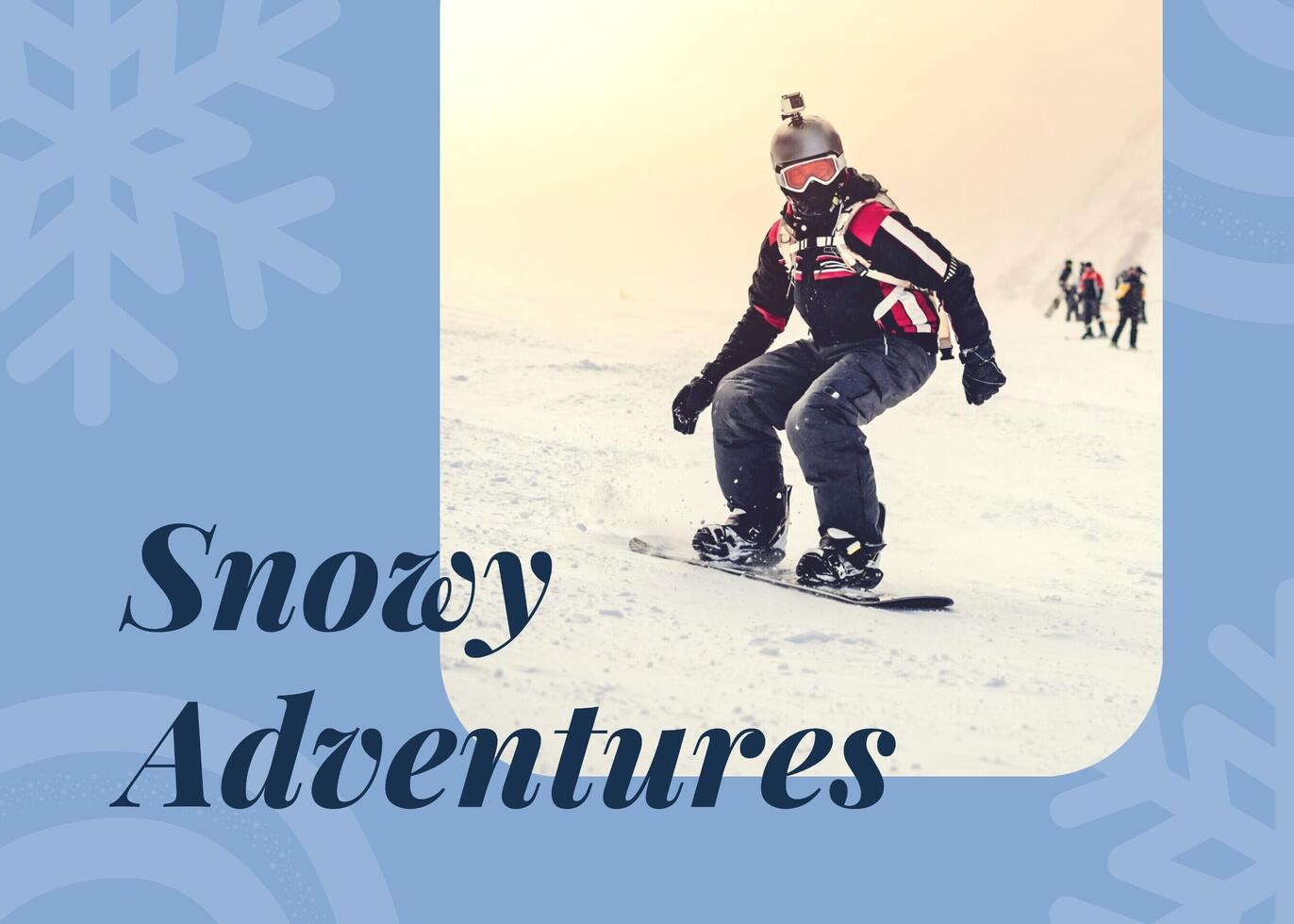 blue snow adventure postcard template