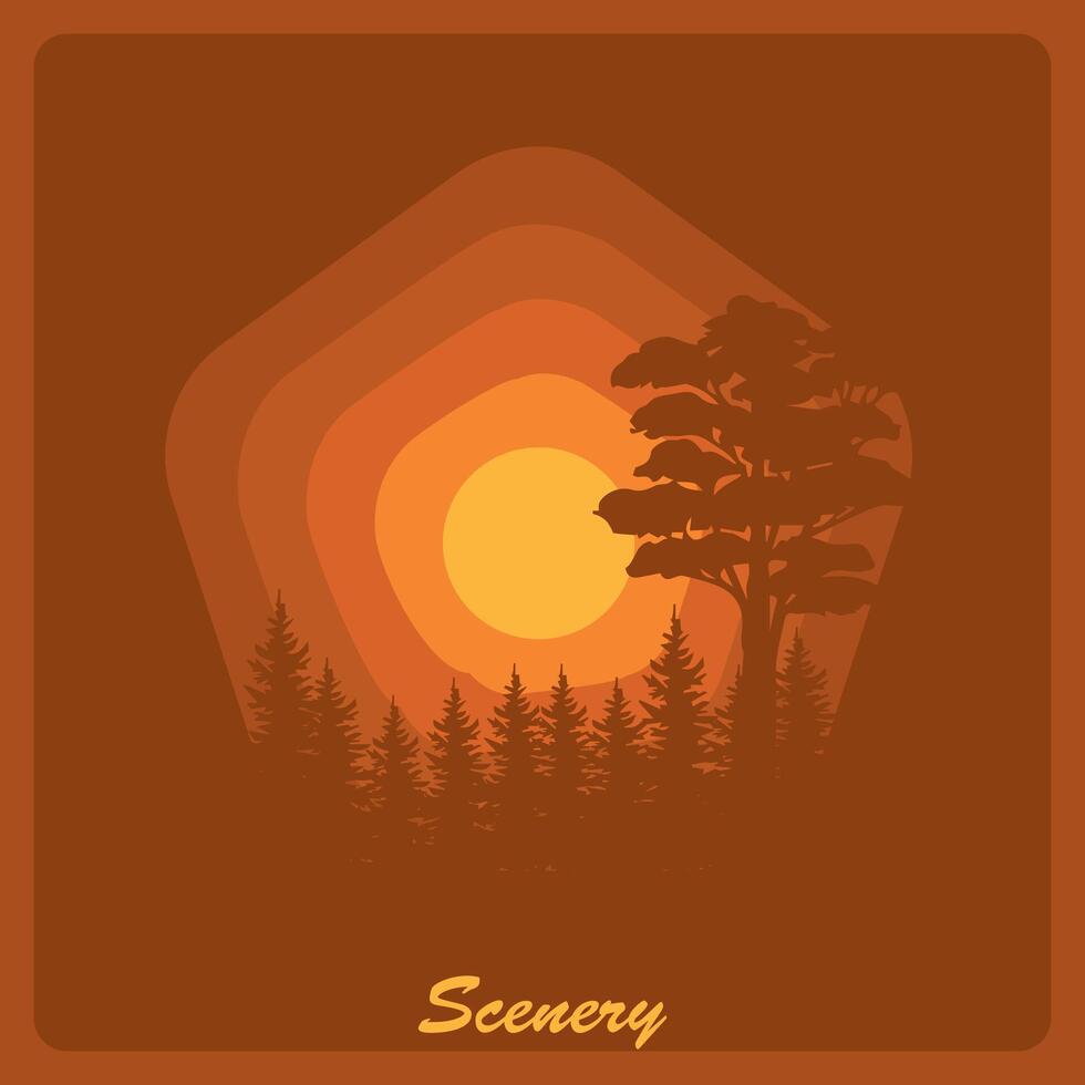 bosque silueta para emblema,bosque logo ilustracion vector