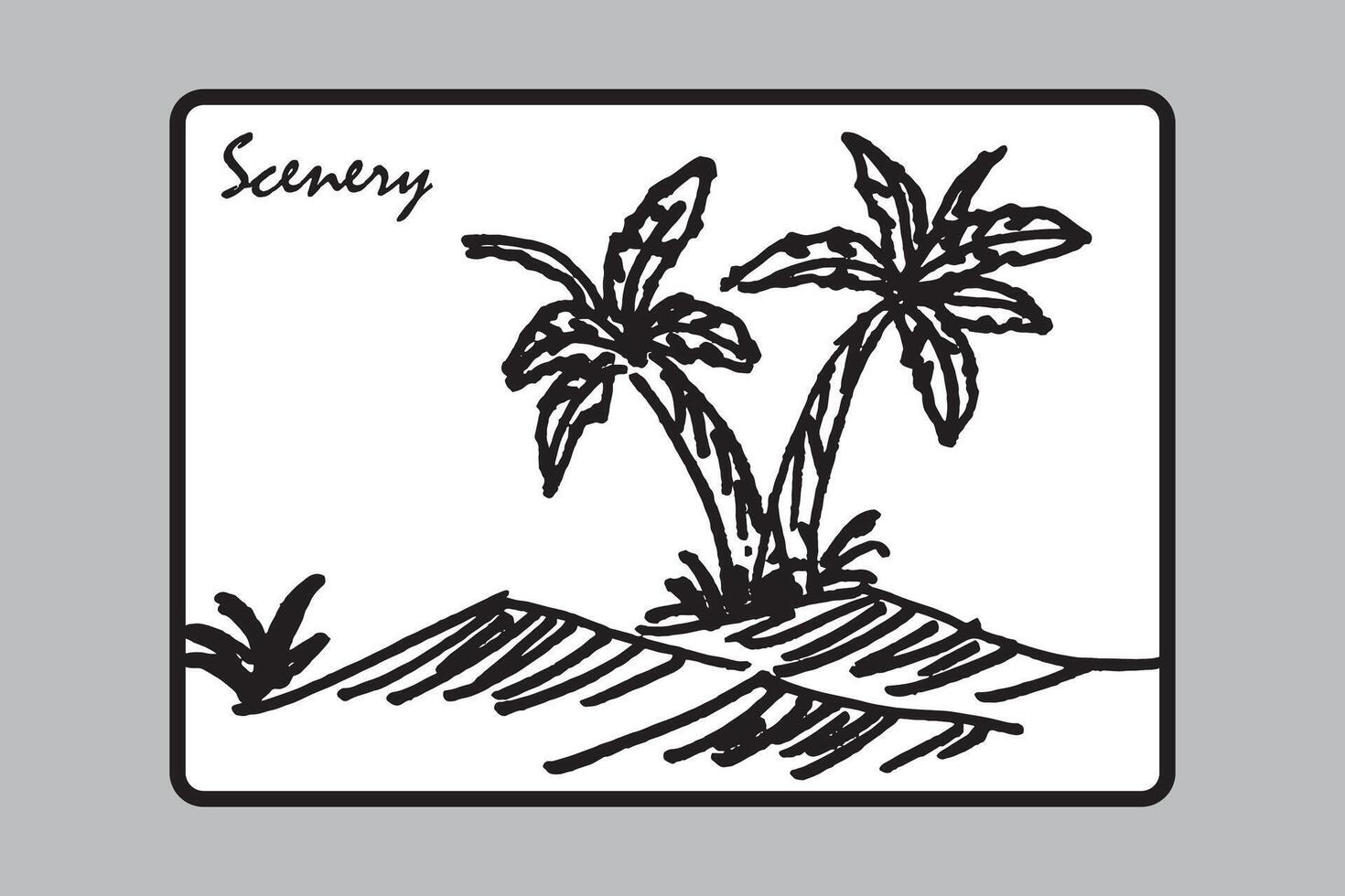 tropical playa mano dibujado logo vector