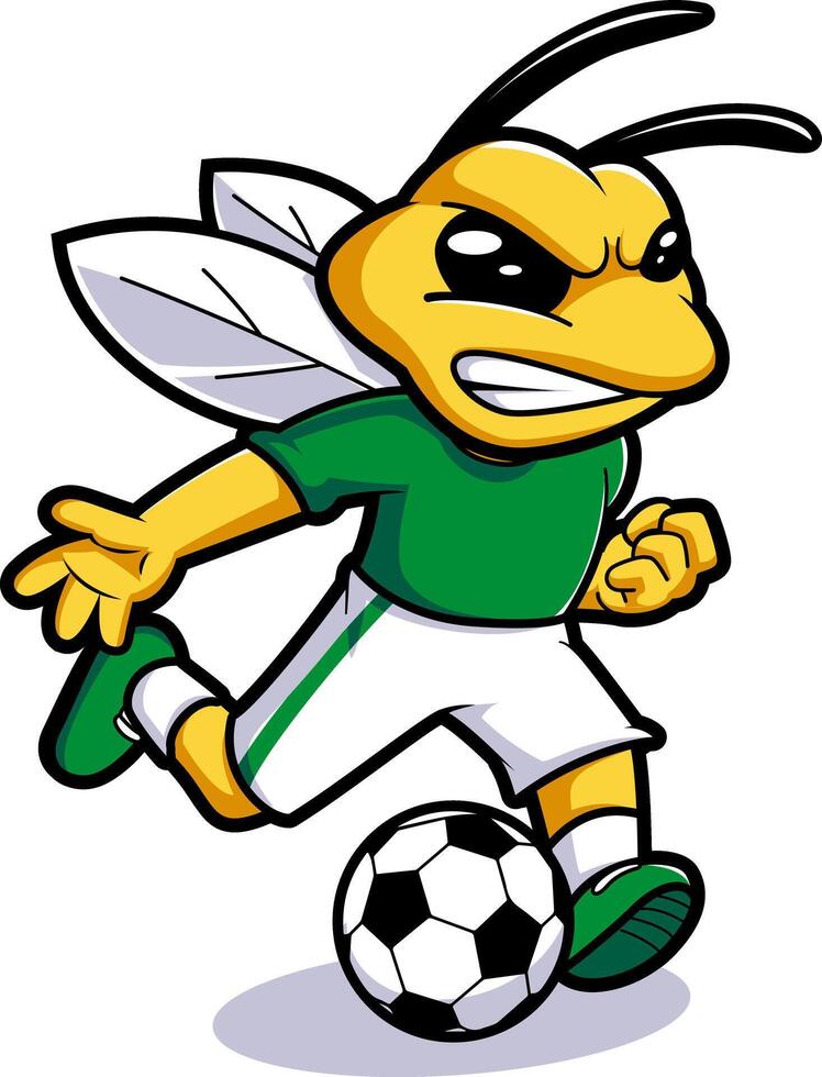 Printhornet playing soccer mascot illustration vector