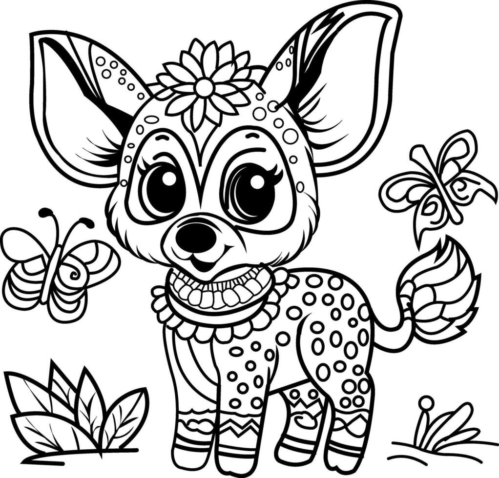 black line art animals suitable for colouring book for childeren education vector