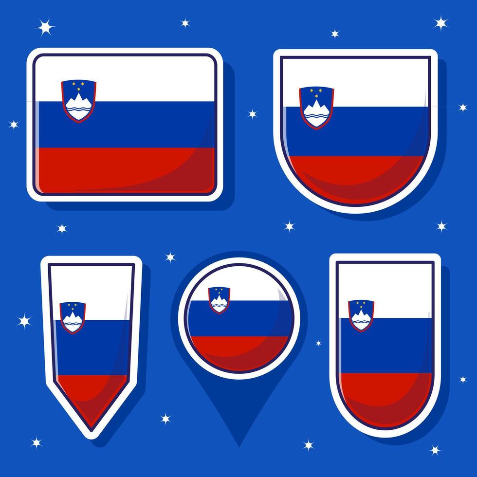 Flat cartoon illustration of Slovenia national flag with many shapes inside vector