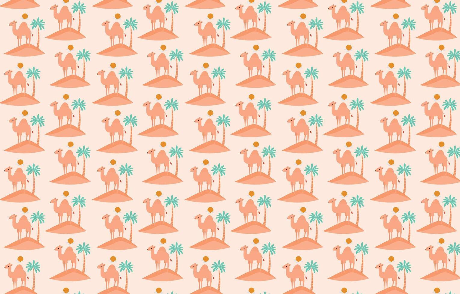 Camel in the desert illustration pattern vector