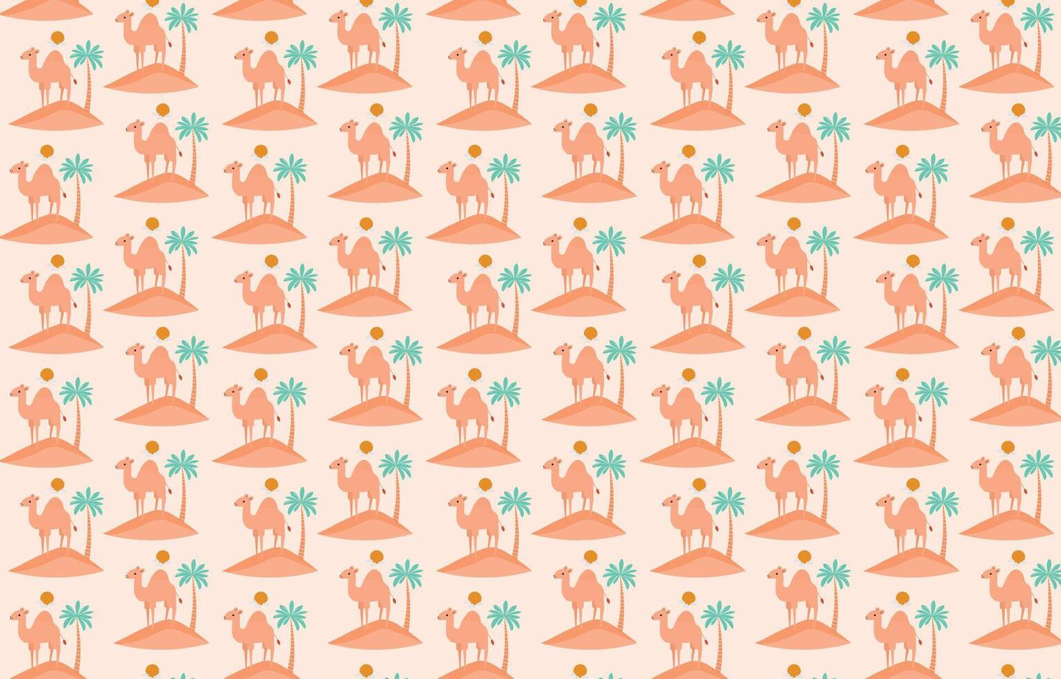 Camel in the desert illustration pattern vector