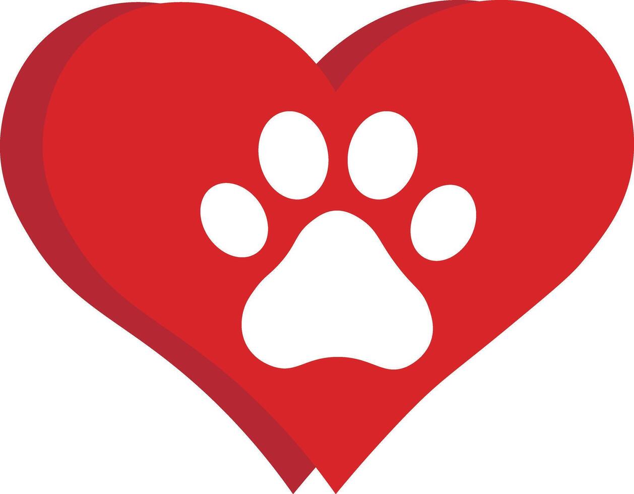 Pet pattern with animal paw, and heart in dark tones, bone and heart, dog, cat vector