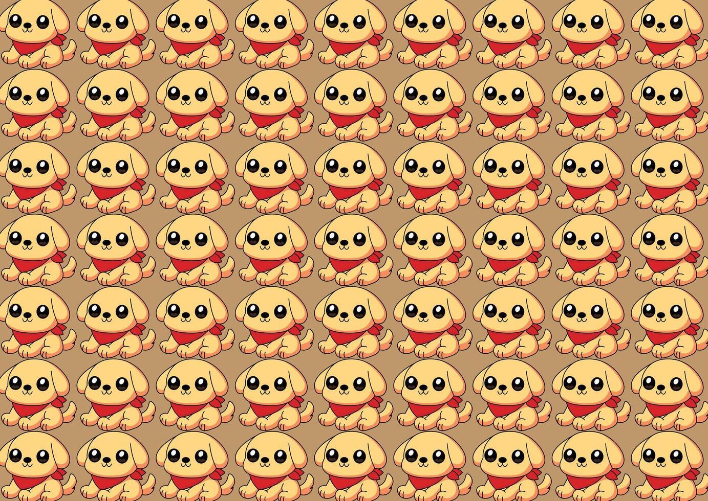 Puppy dog, dog, with scarf around its neck, pattern in pet theme vector
