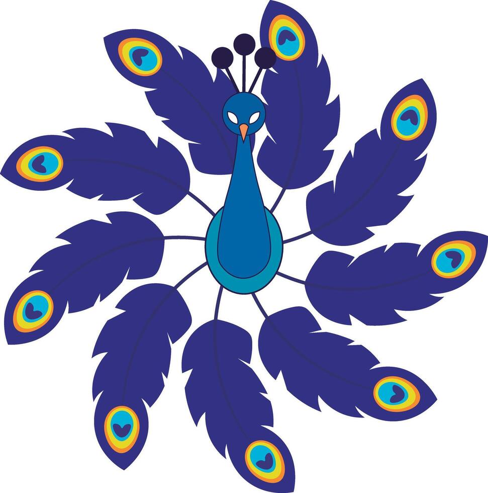 Peacock simple peacock design in shades of green and blue, gamer symbol vector