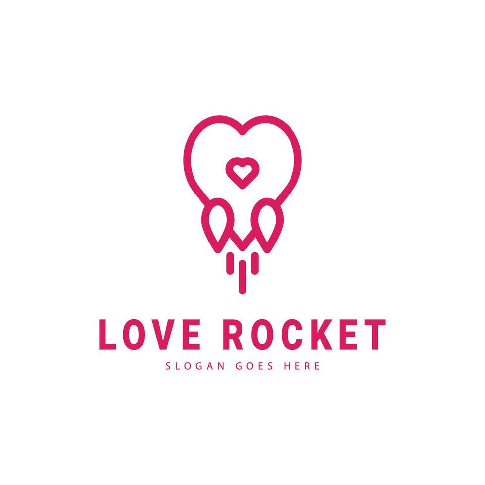 rosado amor cohete logo en blanco antecedentes vector