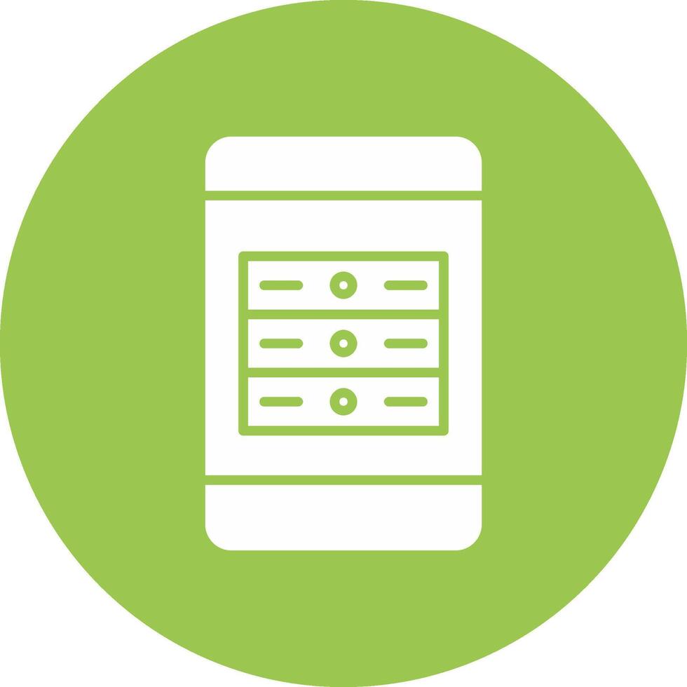 Mobile App Server Glyph Multi Circle Icon vector