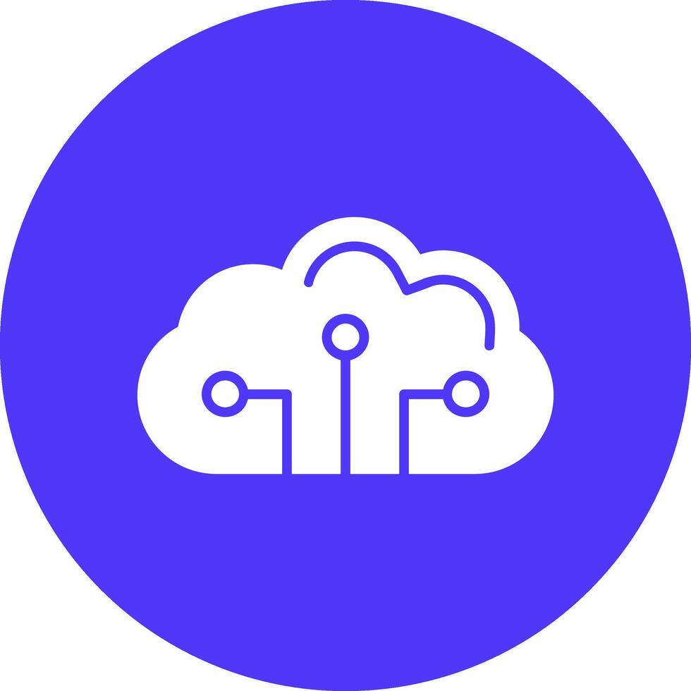 Cloud Circuit Glyph Multi Circle Icon vector
