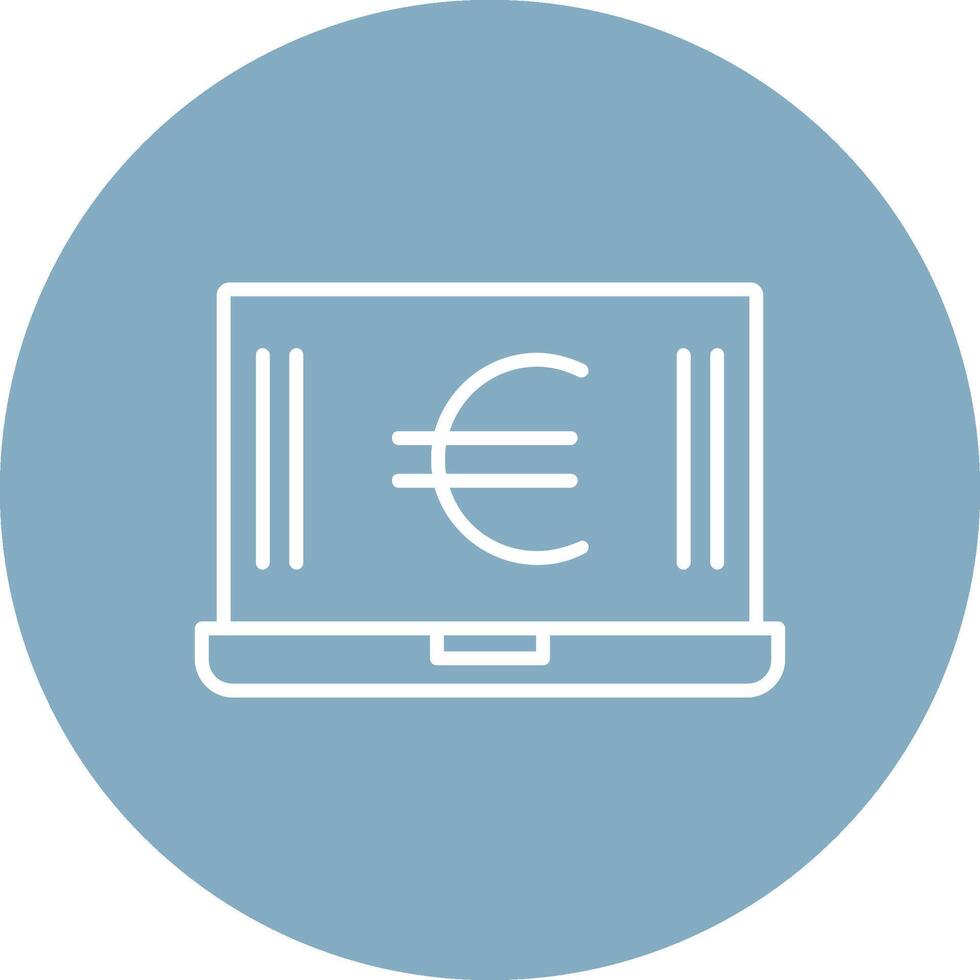 Euro Laptop Line Multi Circle Icon vector