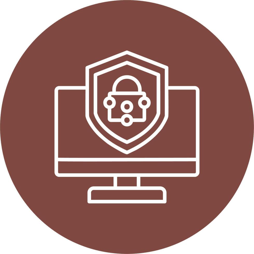 seguridad computadora reparar línea multi circulo icono vector