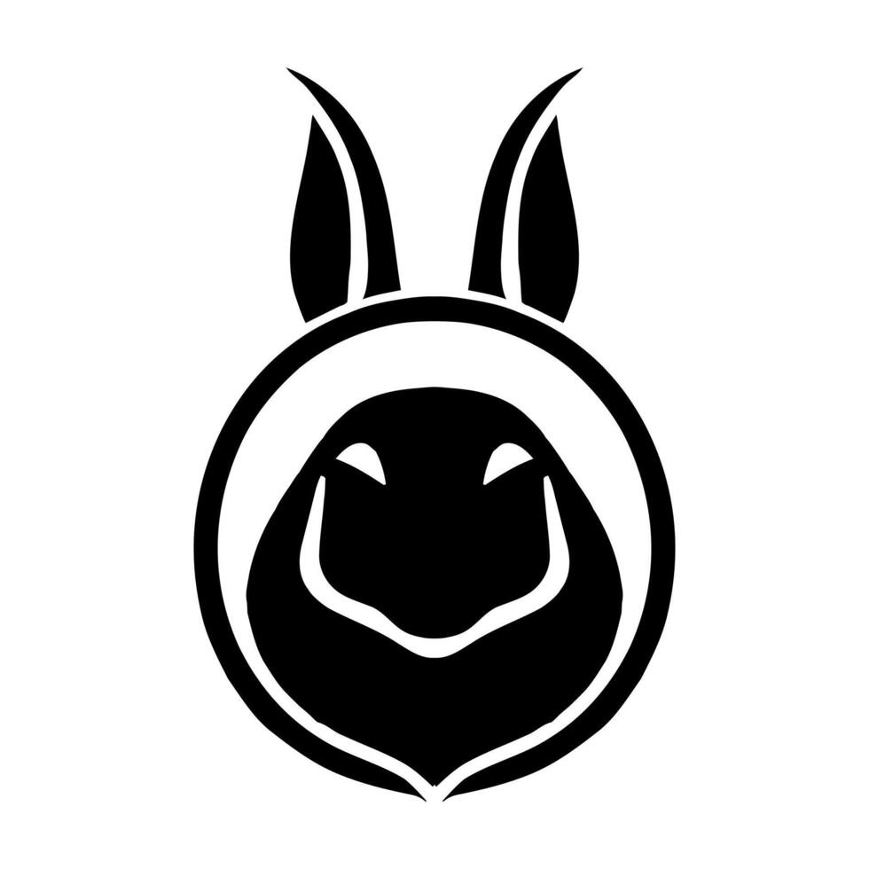 rabbit head cartoon icon illustration graphic design in black and white vector