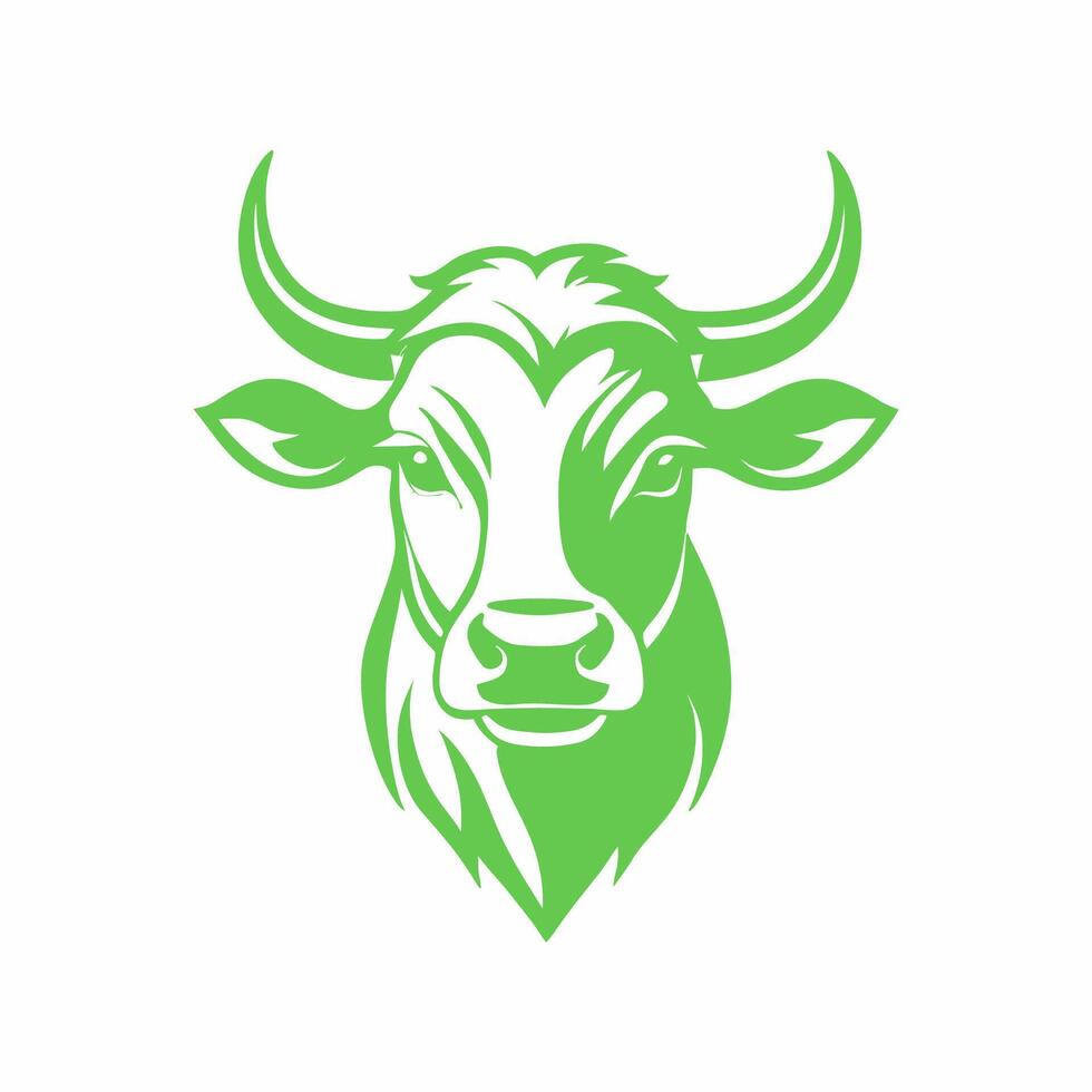 Stylized green bull head on a white background vector