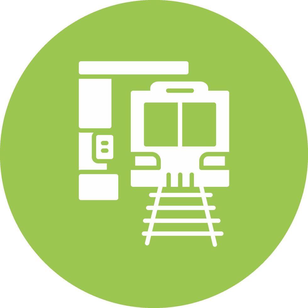 Train Station Glyph Multi Circle Icon vector