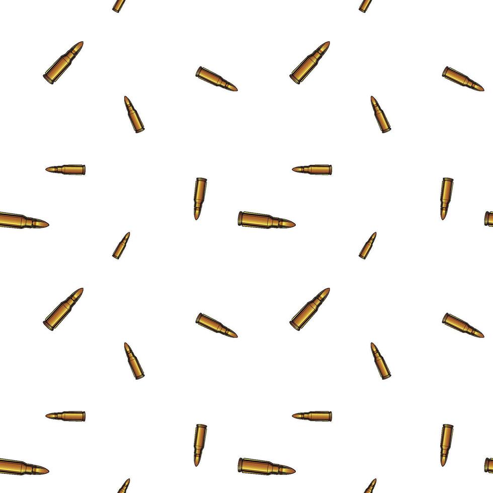 Repeated bullets, gold ammunition seamless pattern background. vector