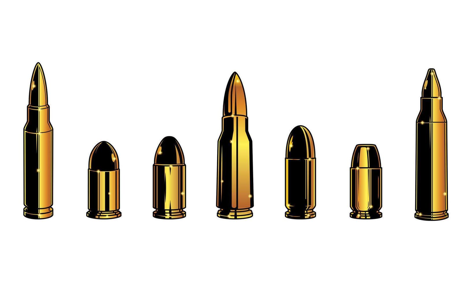 Set collections of retro metallic gold bullets. Clip art illustration vector