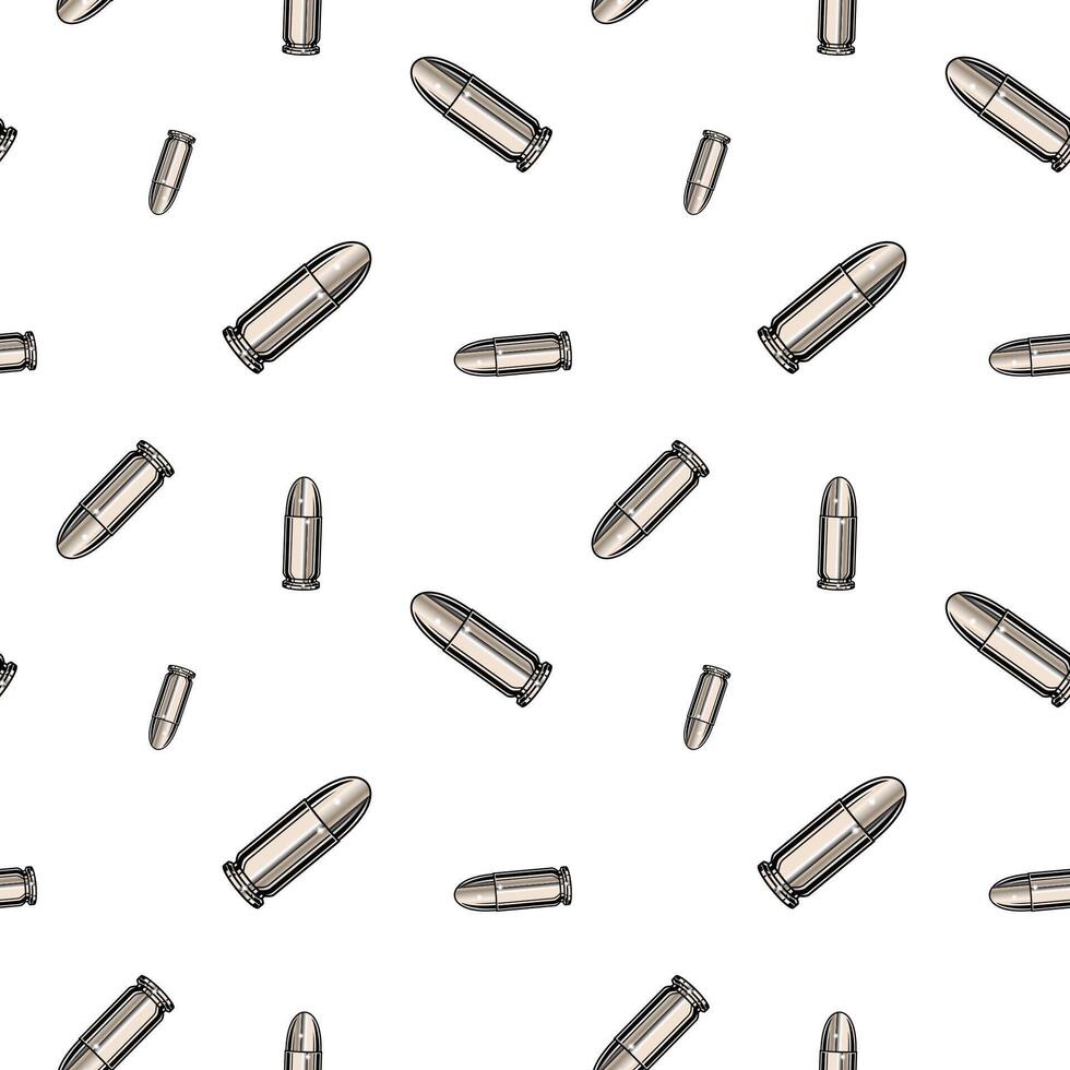 Metallic chrome bullets pattern. Seamless background design. vector