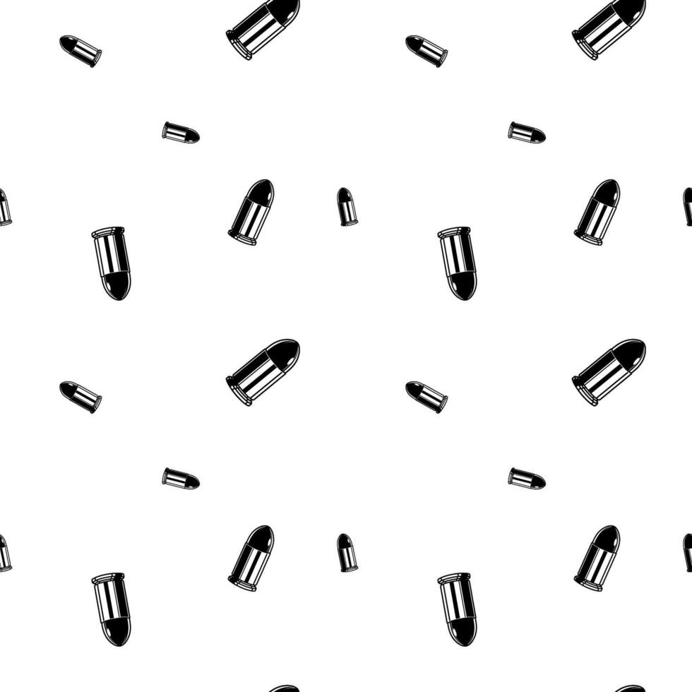 black and white seamless pattern with bullet ammo. vector