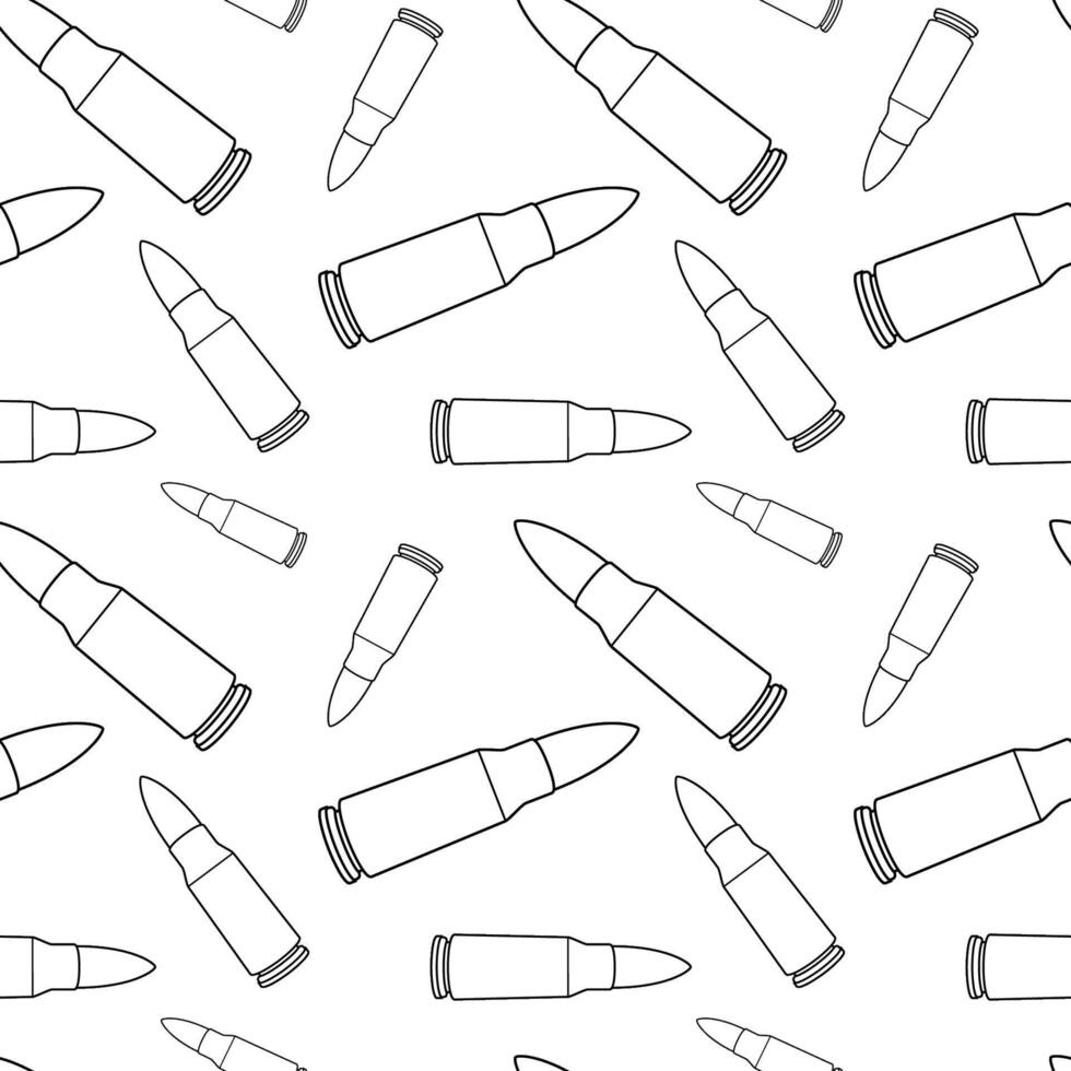 Line art bullets pattern. Black and white seamless background. vector