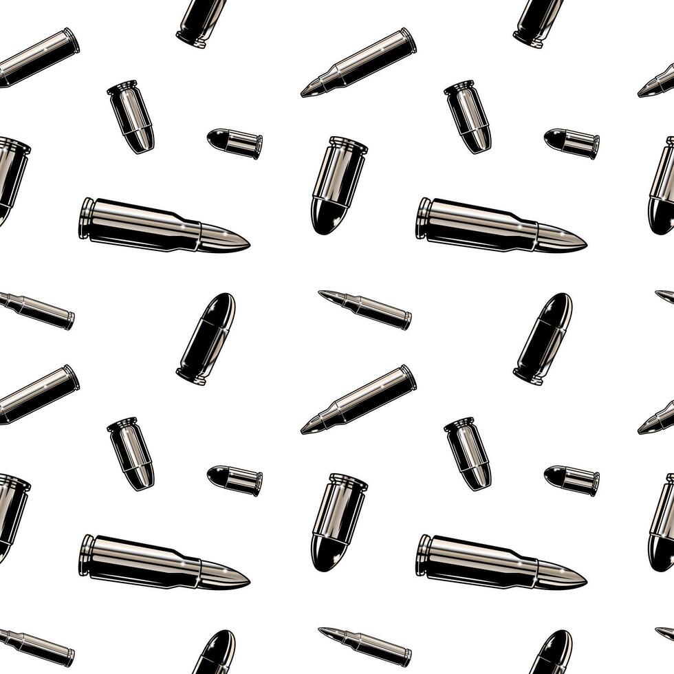 Metallic chrome bullets pattern. Repeated seamless background texture. vector