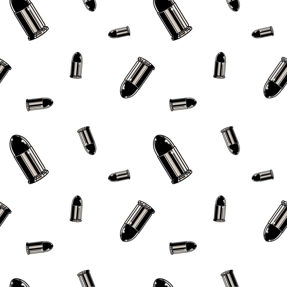 Metallic chrome bullets pattern. Repeated seamless background texture. vector