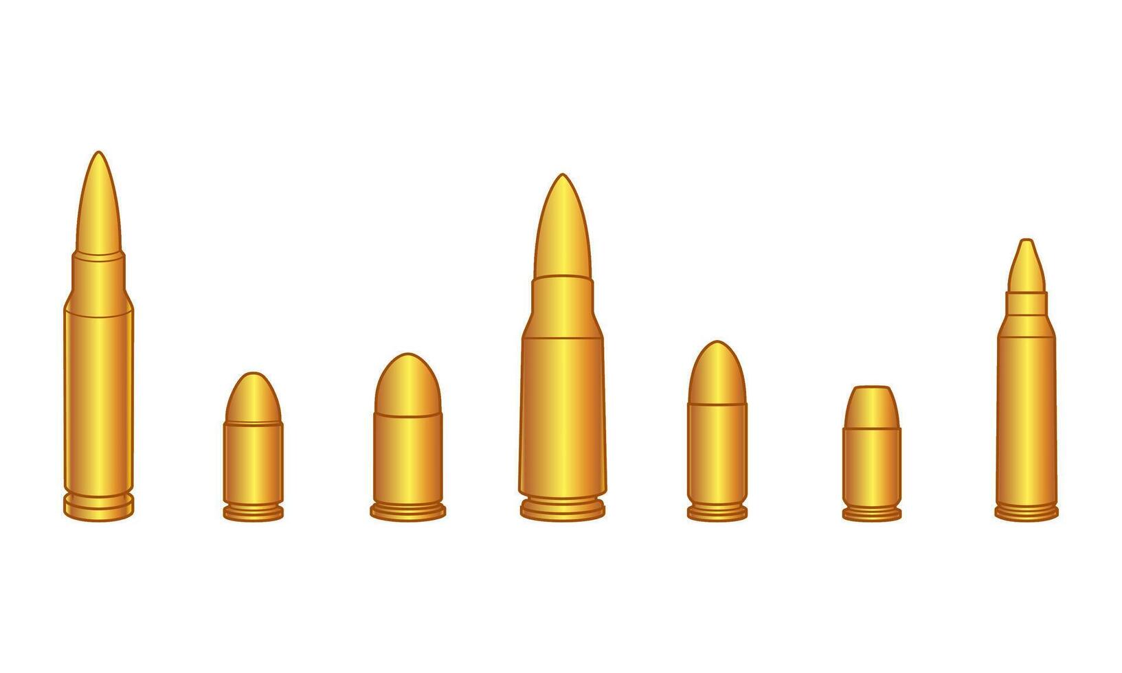 Set collections of retro metallic gold bullets. Clip art illustration vector