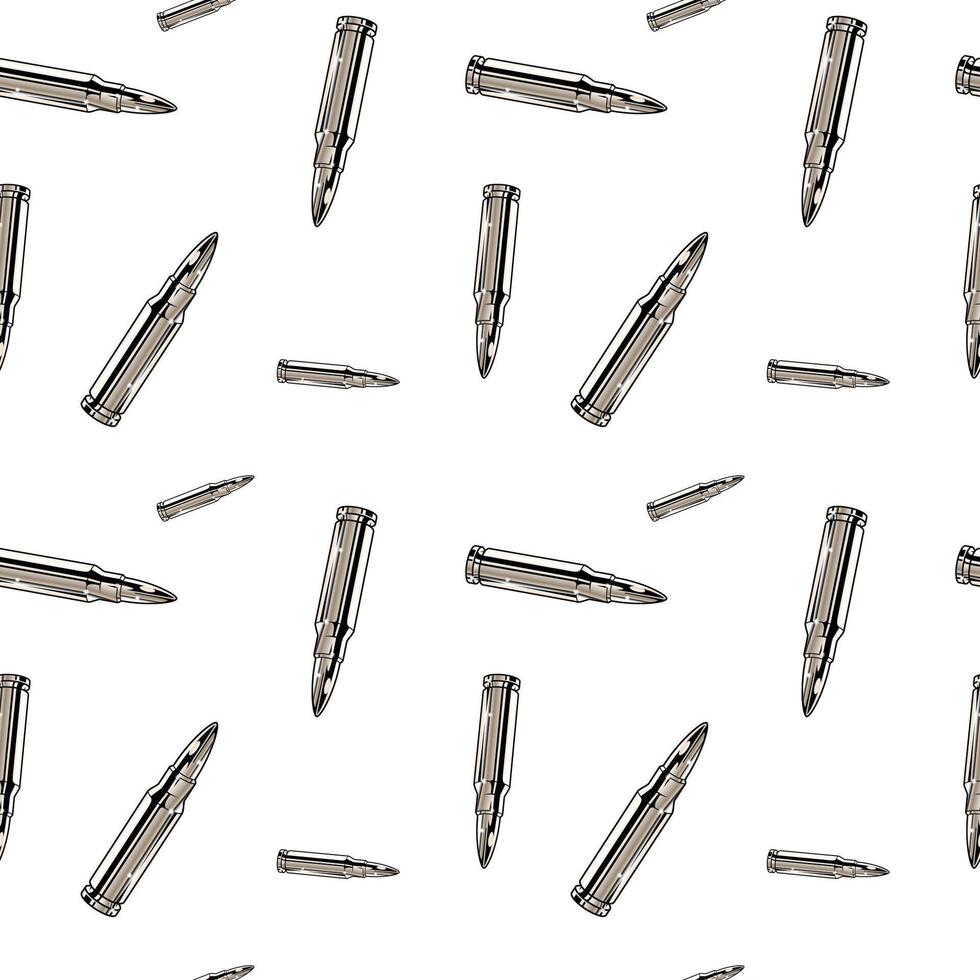 Metallic chrome bullets pattern. Seamless background design. vector
