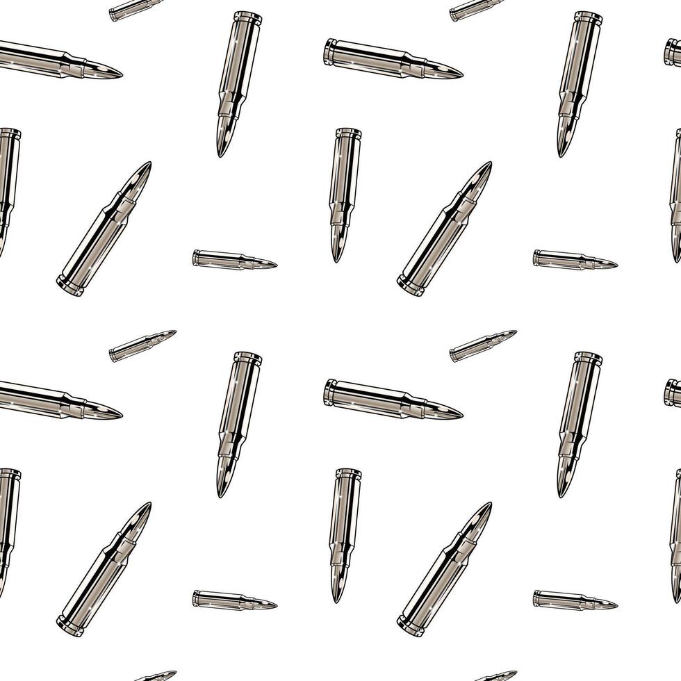 Metallic chrome bullets pattern. Seamless background design. vector