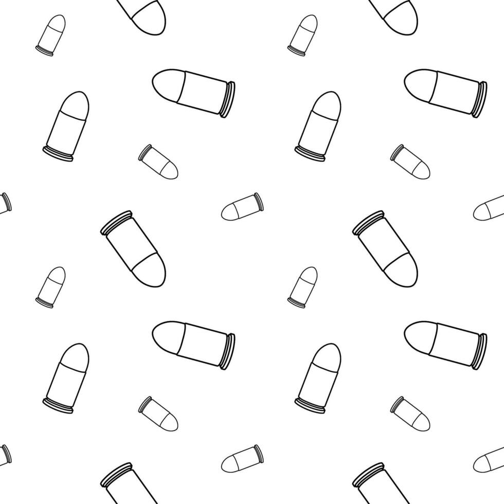 Line art bullets pattern. Black and white seamless background. vector