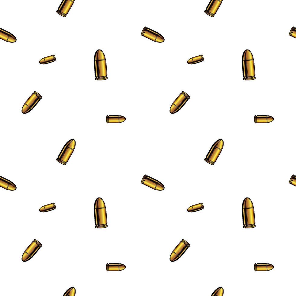 Repeated bullets, gold ammunition seamless pattern background. vector