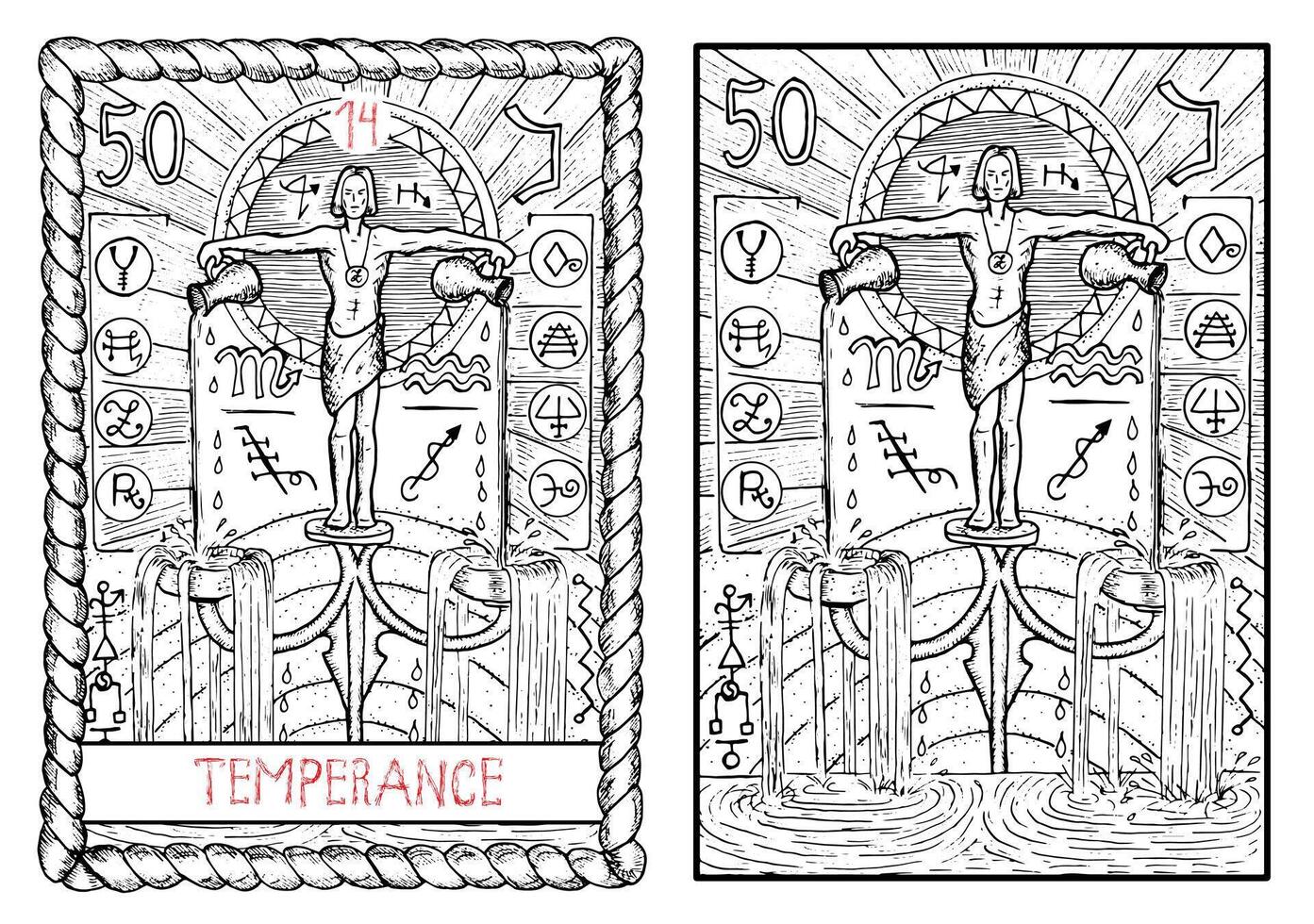 The Tarot card, hand drawn engraved illustration, mystic and esoteric concept vector