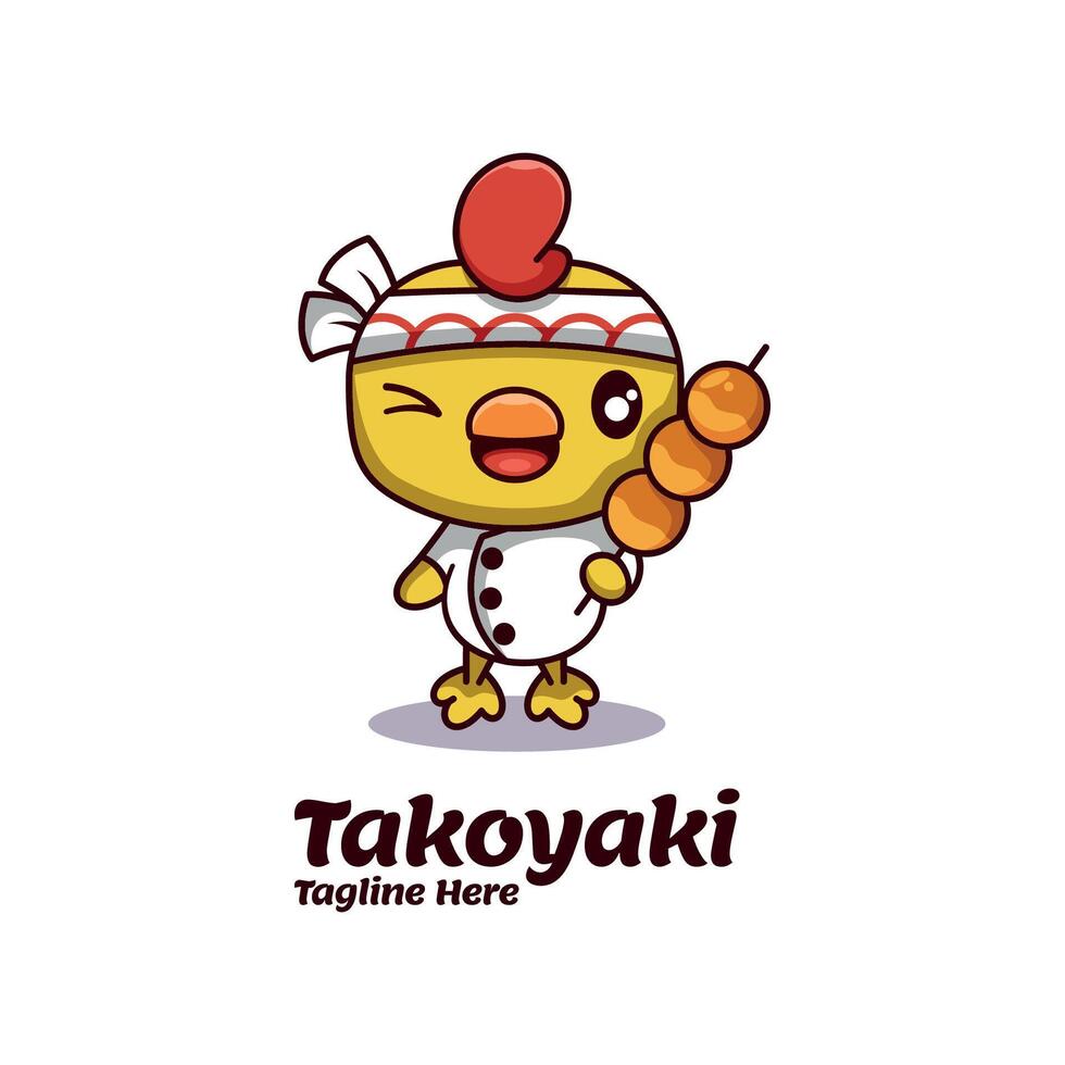 takoyaki mascota logo diseño ilustración vector