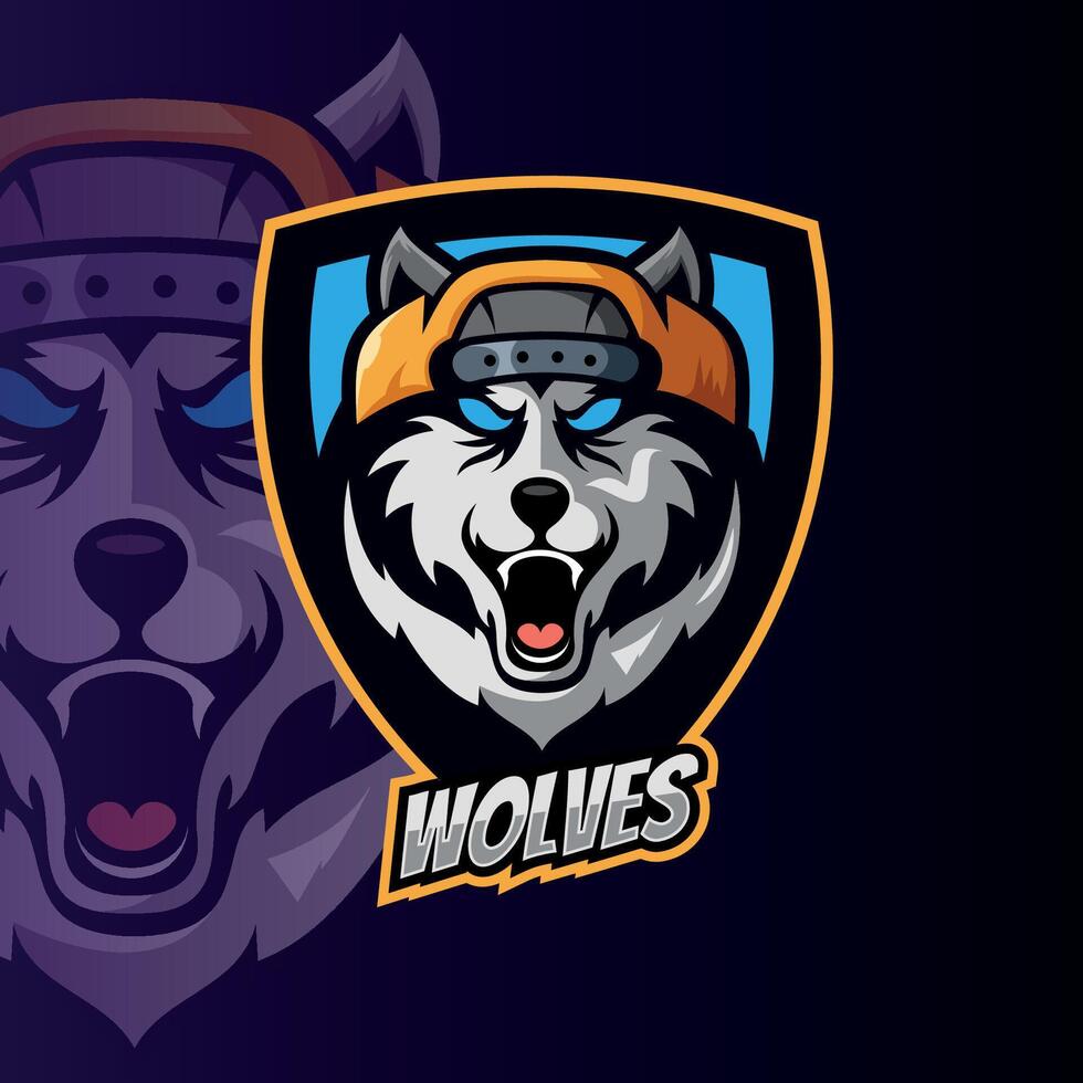 esports logo frio y único animal Lobos vector