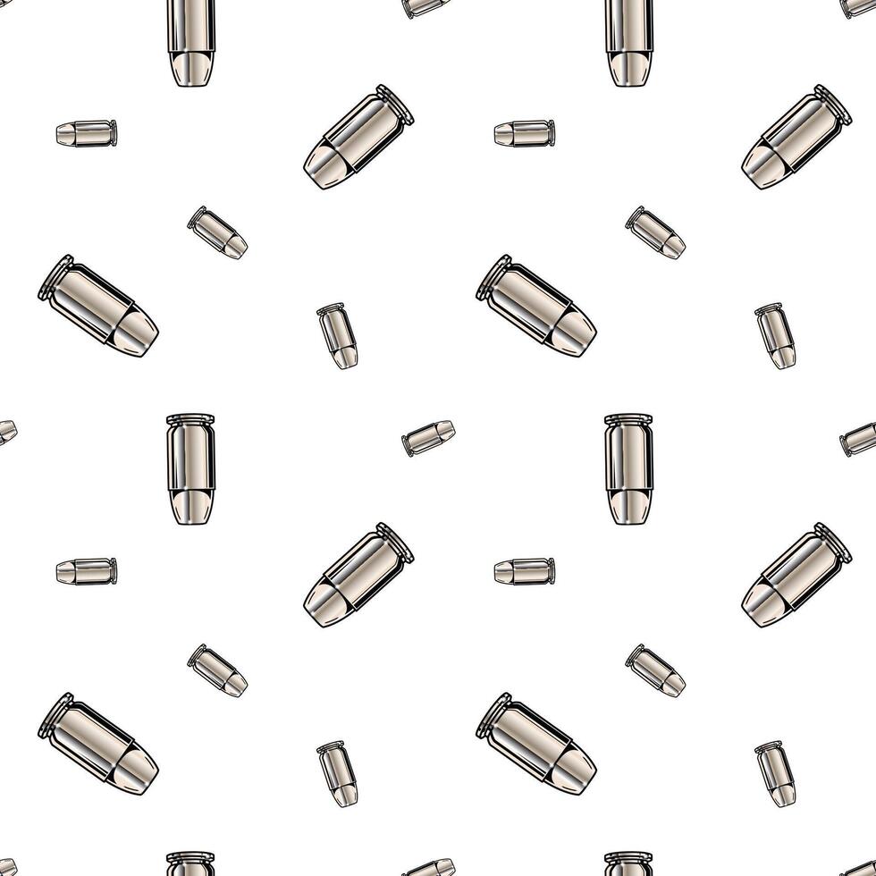 Metallic chrome bullets pattern. Seamless background design. vector