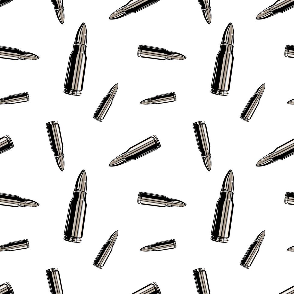 Metallic chrome bullets pattern. Repeated seamless background texture. vector