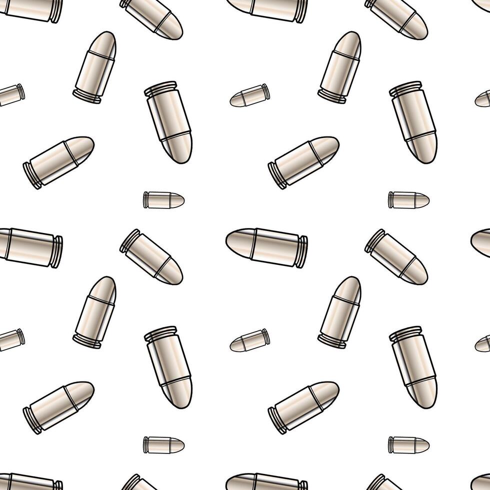 Metallic bullets illustration. Seamless pattern background for shooting or army concept. vector