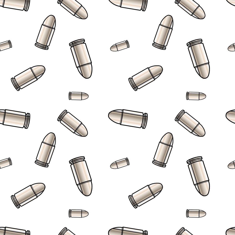 Metallic bullets illustration. Seamless pattern background for shooting or army concept. vector