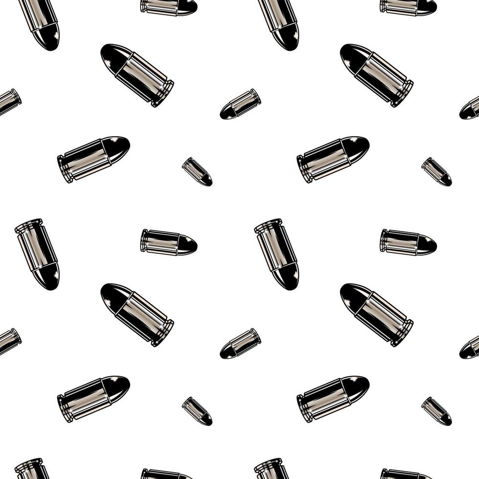 Metallic chrome bullets pattern. Repeated seamless background texture. vector