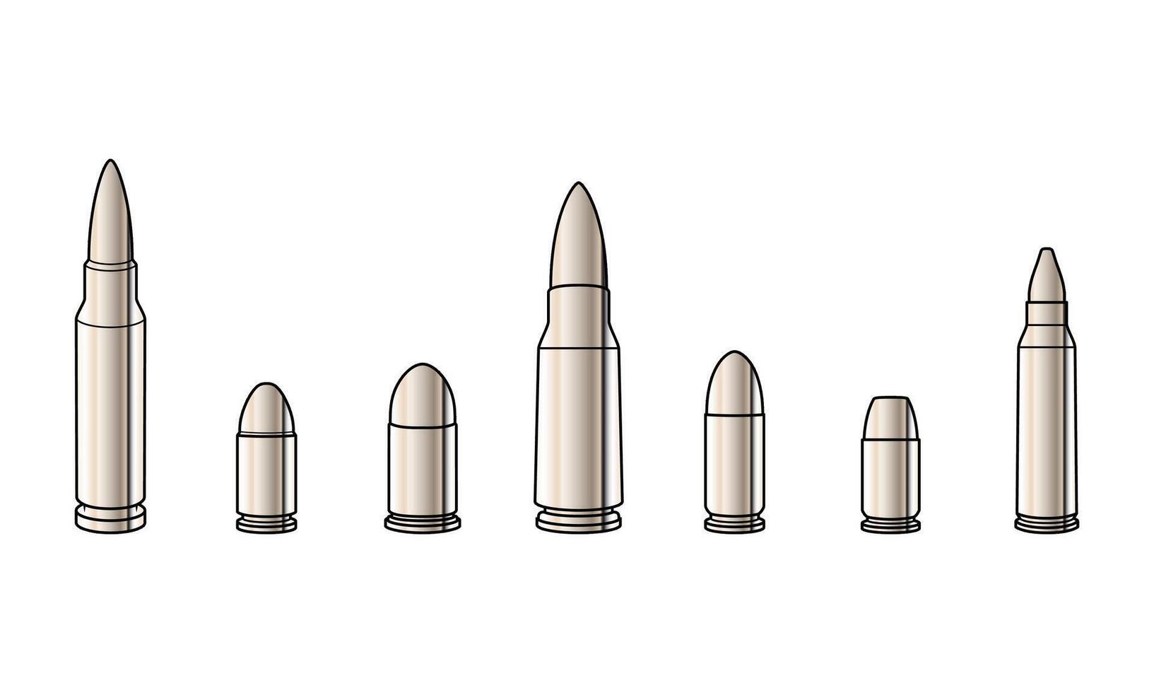 Set collections of retro metallic chrome bullets. Clip art illustration vector