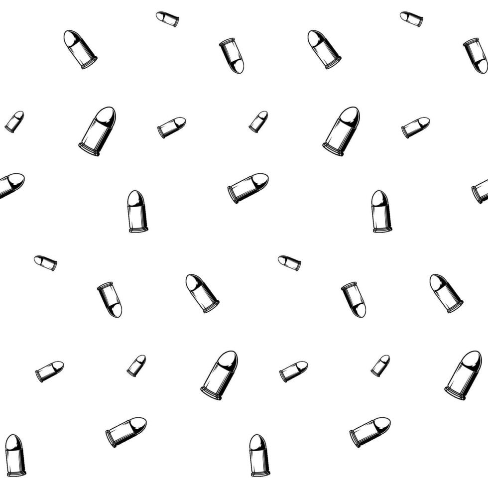 Repeated bullets ammo. Black and white seamless pattern background. vector