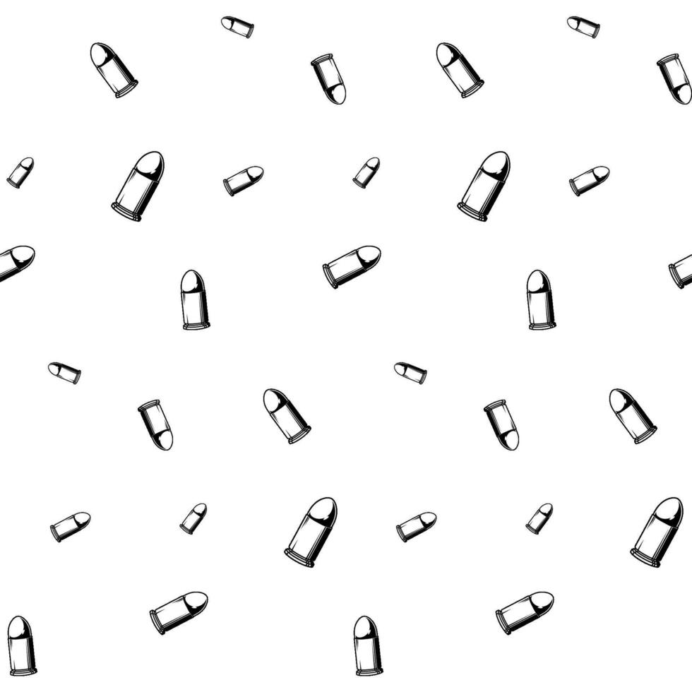 Repeated bullets ammo. Black and white seamless pattern background. vector