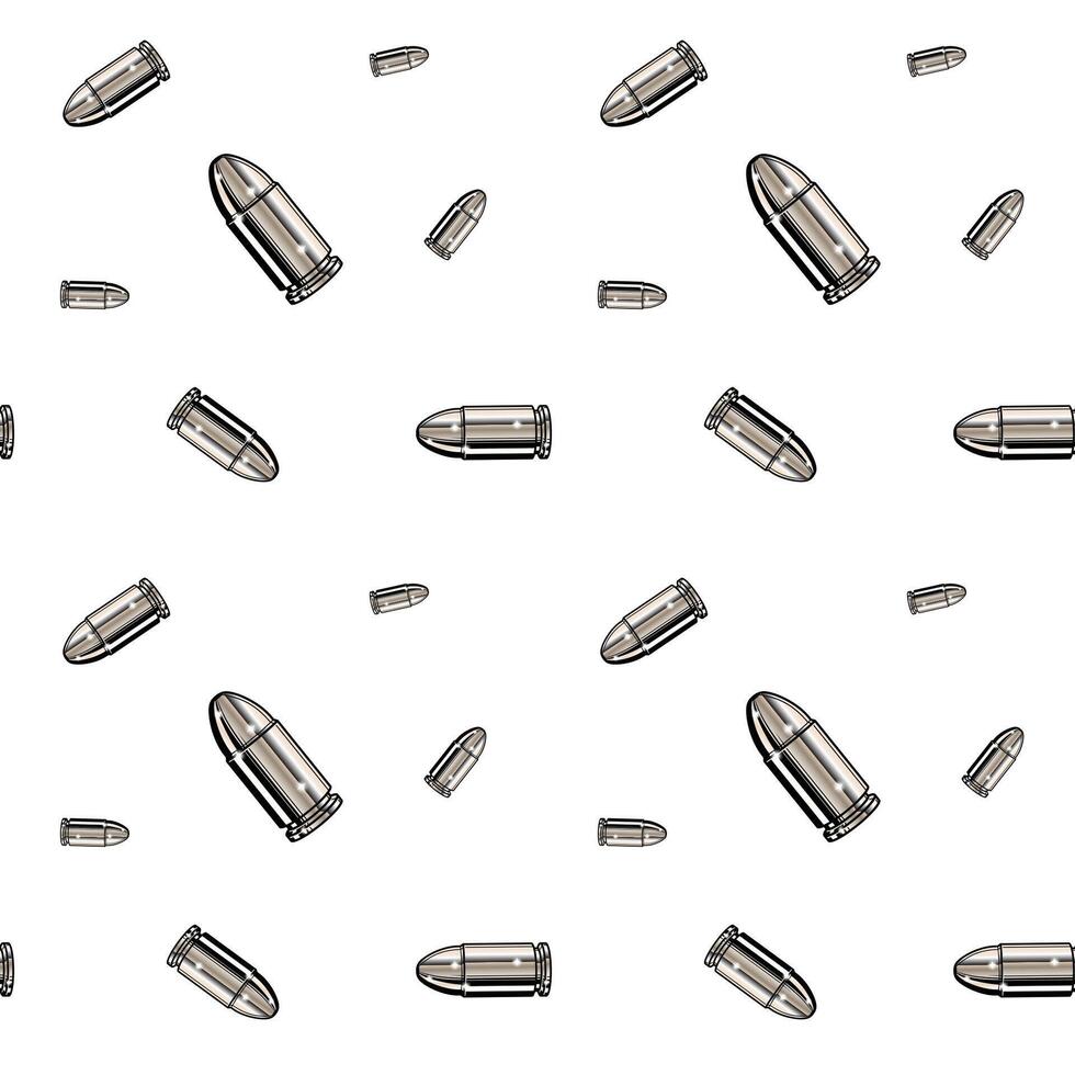 Metallic chrome bullets pattern. Seamless background design. vector