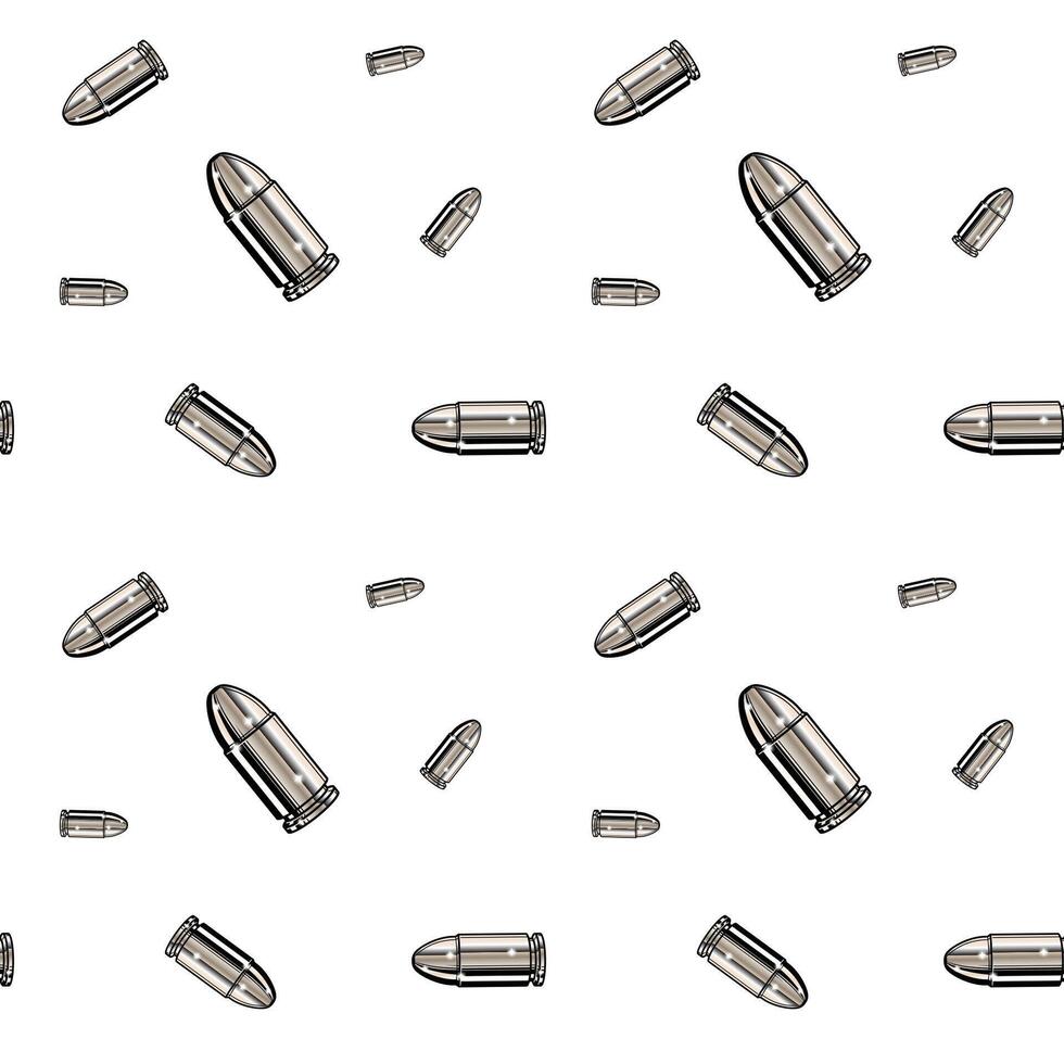 Metallic chrome bullets pattern. Seamless background design. vector