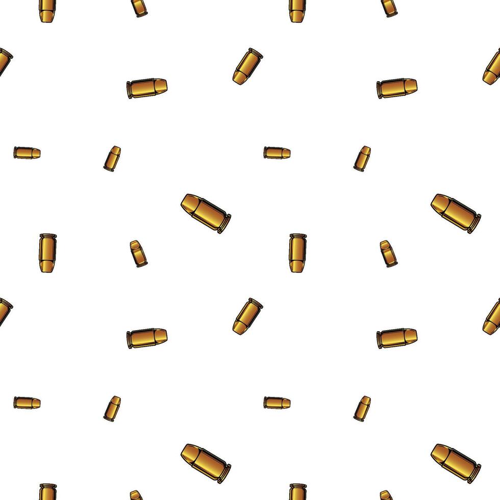 Repeated bullets, gold ammunition seamless pattern background. vector